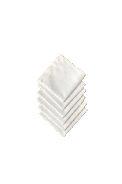 Zeren Home Σετ υφασμάτινη χαρτοπετσέτα σερβιρίσματος Dertless 6 τεμαχίων Λευκή