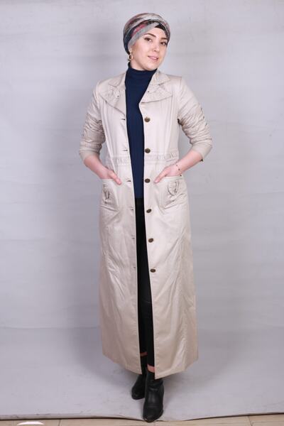 Bilgiçler Kadın Krem Pamuklu Pardesü