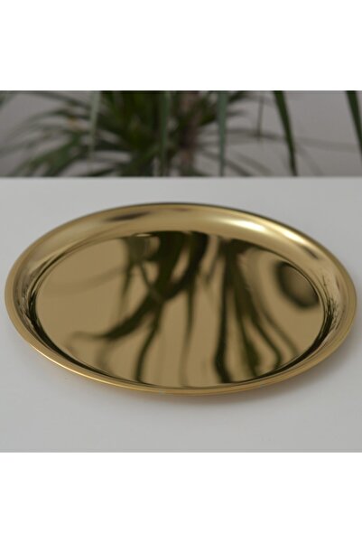 Dunes Gold Yuvarlak 23 Cm Çelik Tepsi