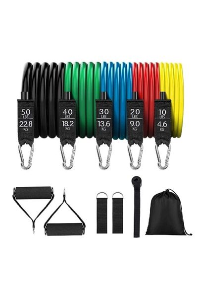 Povit 11 Pieces Latex Resistance Rubber Set Door Back Resistance Band Lks9000