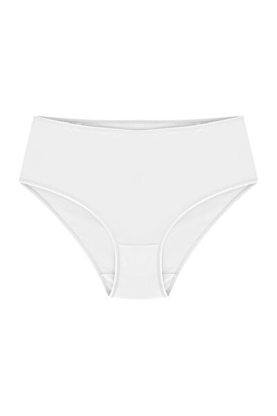 Papatya Γυναικείο λευκό βαμβακερό εσώρουχο με ψηλόμεσο μπατό 3 τεμαχίων