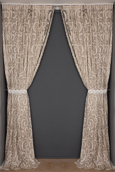 AKÇA TEKSTİL Moon Model Mink Color Single Wing Ready-made Planted Pleated Background Curtain 300*260 Cm