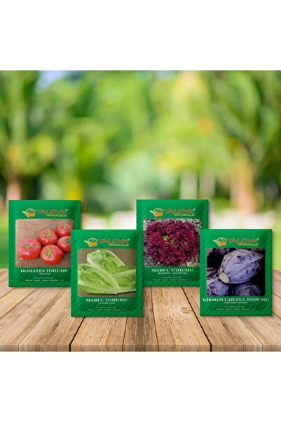 YALOVA TOHUMCULUK -4 Farklı Sebze Tohumu(kırmızı Kıvırcık,domates,kırmızı Lah...