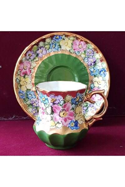 BY.RAYKA PORSELEN El Dekor Lebriz El Boyama Duble Kahve Fincani