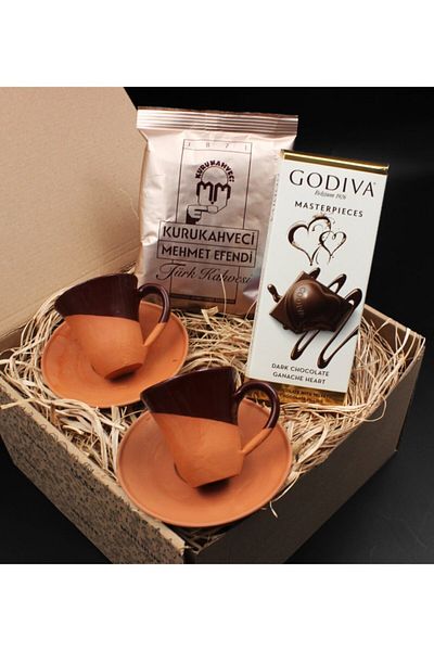 Ege Earth Brown Glazed Handmade 2-Piece Cup Set