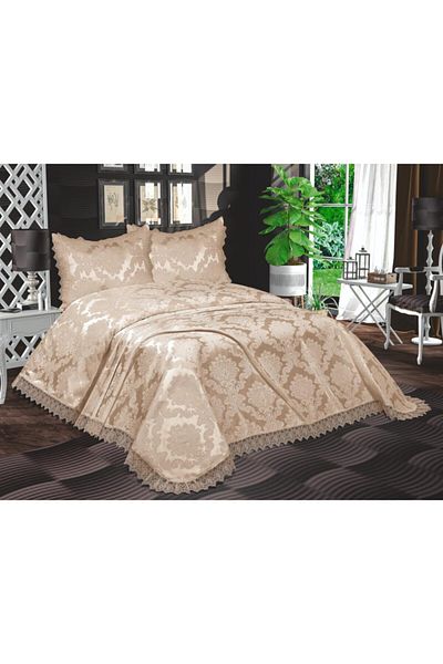 Prestij Home TEKSTİL Κάλυμμα κρεβατιού Aden Chenille Διπλό 250x250 cm Cappucino