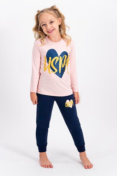 U.S. Polo Assn. Set pijama roz pentru fete