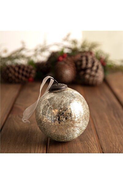 Chakra Crackle Cam Yılbaşı Topu Gümüş