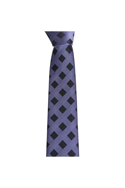 Brianze Black Checkered Light Purple Slim Tie Sks-7