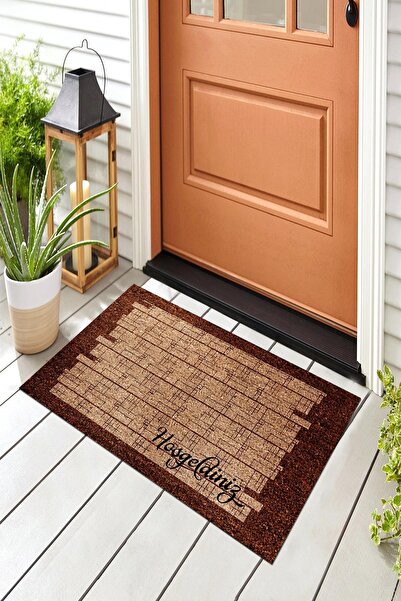 Evsebu Bej Hoşgeldiniz Dekoratif Kapı Önü Paspası