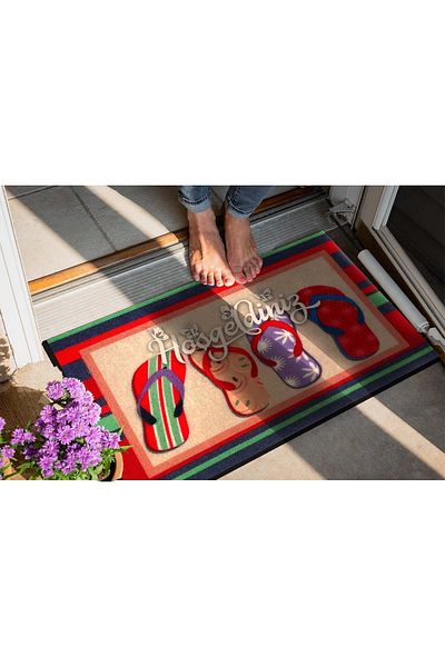 Evsebu Welcome Red Feet Decorative Door Mat