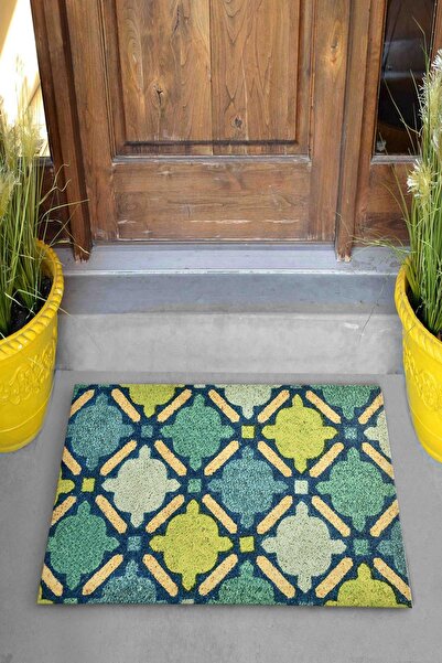 Evsebu Pienso Home Turquoise Square Decorative Door Mat