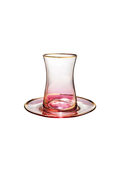 KCD Soprano Pink 12-Piece Tea Cup Set for 6 People