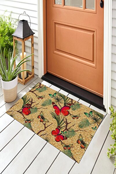 Evsebu Dekoratif Kapı Önü Paspası Kelebek Diyarı