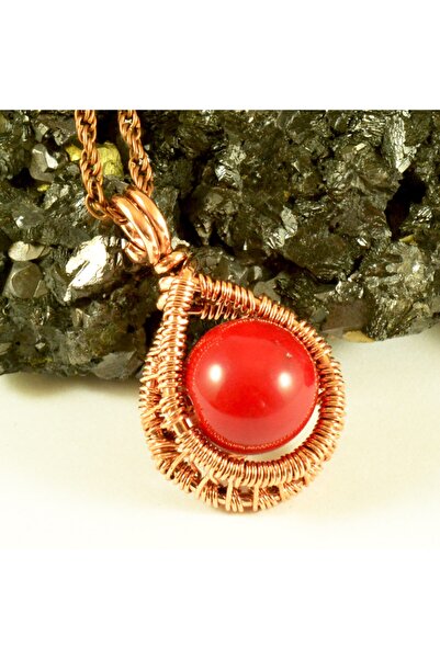 mba handmade jewelry Kırmızı Mercan Kristali El Yapımı Otantik Kolye