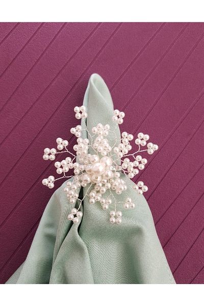 pekars Silver Color 6 Pieces Pearl Snowflake Napkin Ring Ring