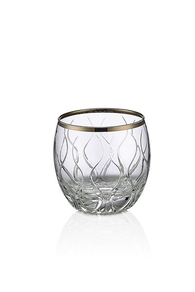 KCD Kilim Platinum Cut Hand Decor Gilded 6 Pieces Patterned Water Glass Set