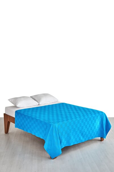 Otello Mavi Pike Tarla Pamuklu 190x230 Cm Çift Kişilik