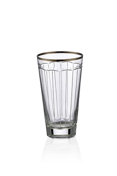 KCD Elegance Platinum Cutting Hand Decor Gilded 6 Pieces Patterned Water and Soft Drink Glass Set