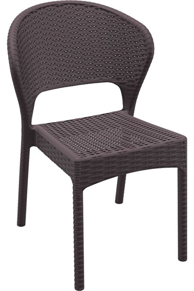 Siesta Daytona Plastik Rattan Sandalye Kahverengi Balkon Bahçe Cafe Restoran