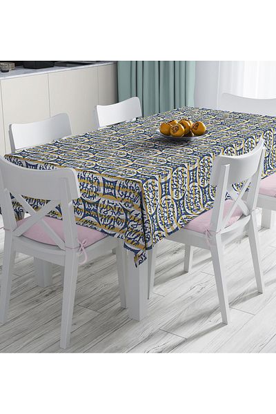Realhomes Denim Model Text Motif Design Special Față de masă imprimată digital