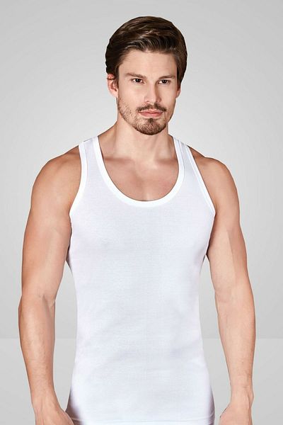 Berrak Men's White Athlete 6-Piece Ribbed Undershirt