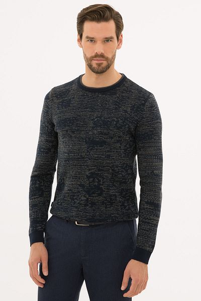 Pierre Cardin Мъжки тъмносин слим трикотажен пуловер G021SZ0TK.000.1121985