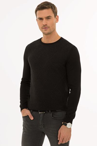 Pierre Cardin Πλεκτό πουλόβερ ανδρικό μαύρο Slim Fit G021SZ0TK.000.1217417