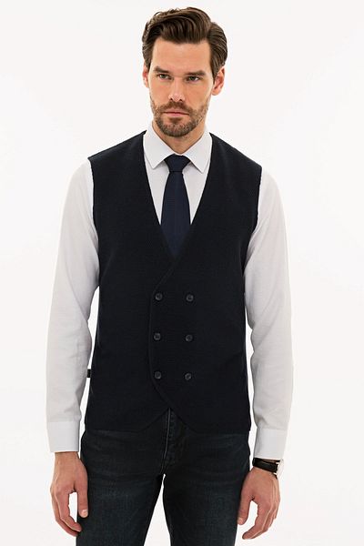 Pierre Cardin Men's Navy Blue Slim Fit Knit Vest G021SZ0TY.000.1133433