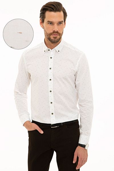 Pierre Cardin Πουκάμισο Χακί Slim Fit