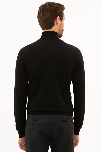 Pierre Cardin Ανδρικό μαύρο πλεκτό πουλόβερ με ολόκληρο ζιβάγκο εφαρμοστό G021SZ0TK.000.1111419