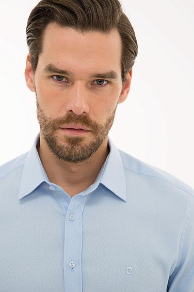 Pierre Cardin Ανοιχτό Μπλε Slim Fit Dobby πουκάμισο