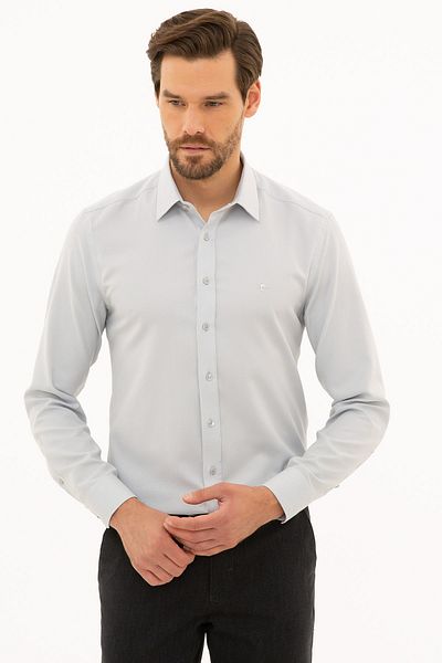 Pierre Cardin Cămașă gri Slim Fit Oxford