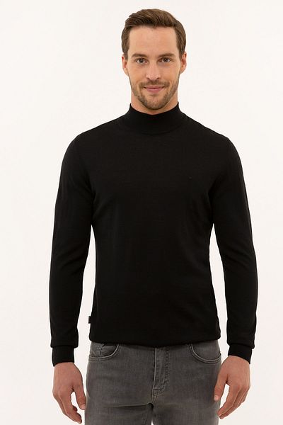 Pierre Cardin Men's Black Slim Fit Half Turtleneck Basic Knitwear Sweater G021SZ0TK.0001111413