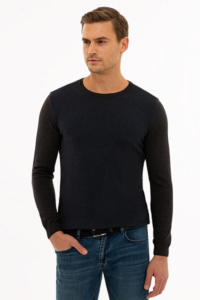 Pierre Cardin Men's Anthracite Melange Slim Fit Knitwear Sweater G021SZ0TK.000.1217415