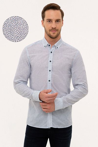 Pierre Cardin Πουκάμισο Navy Blue Slim Fit