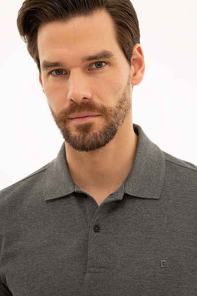 Pierre Cardin Hanorac antracit Melange Slim Fit cu gât polo