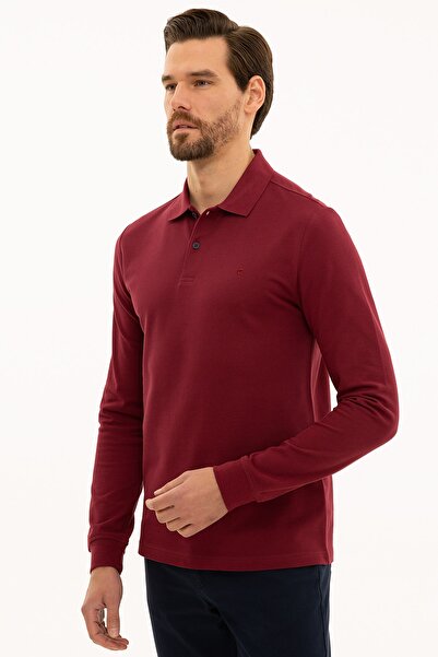 Pierre Cardin Ανδρικό φούτερ Claret Red Slim Fit Polo λαιμόκοψη G021GL082.000.1208969