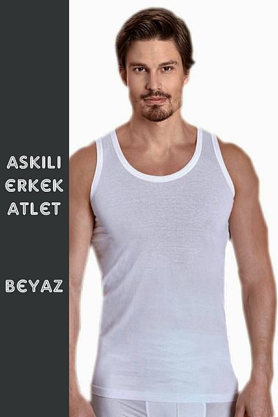 Berrak Men's White Strap Cotton Zero Sleeve Combed Cotton Tank Top