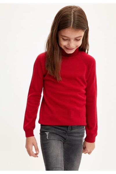 DeFacto Kız Çocuk Balıkçı Yaka Regular Fit Triko Kazak R1953A620WN