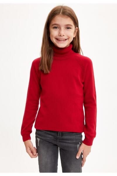 DeFacto Kız Çocuk Balıkçı Yaka Regular Fit Triko Kazak R1953A620WN