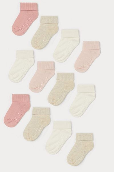 MEM SOCKS Опаковка от 12 органични памучни нехлъзгащи се бебешки/детски чорапи