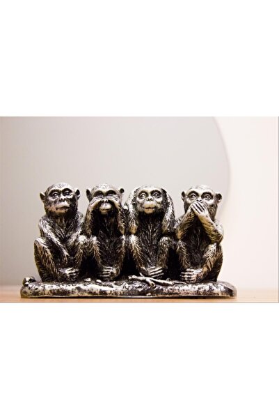 Antioch Art&Design Dörtlü Görmedim Duymadım Bilmiyorum Takmıyorum Maymun Biblo