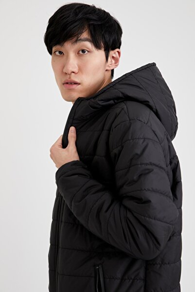 DeFacto Slim Fit Hooded Faux Fur Synthetic Coat