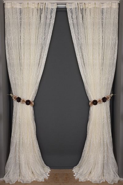 AKÇA TEKSTİL Granite Model Cream Color Single Wing Sewn Pleated Background Curtain 300*260 Cm