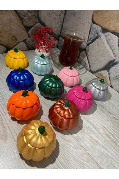 MevaDesign Dekoratif Hediyelik Kabak Lokumluk Kapaklı Kahve Yanı Sunumluk Bib...