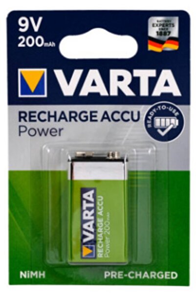 ATAELEKTRONİK Varta 9 Volt Şarjlı Pil 200 Mah 9 Volt Kare Yassı Pil Sensör Pili