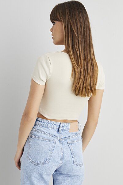 Cool & Sexy Γυναικεία Πέτρινη Καμισόλ Μπλούζα Crop ELT58