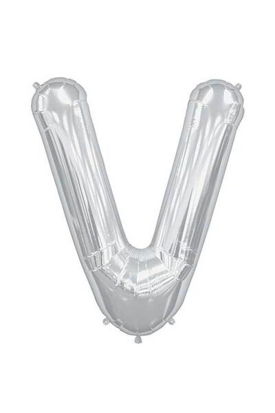 Partioutlet بالون فويل حرف V فضي 100 سم