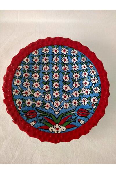 Sultan Çini -30 Cm Çini El Emeği Desenli 30 Cm Özel El Işi Teship Sanatı Duva...